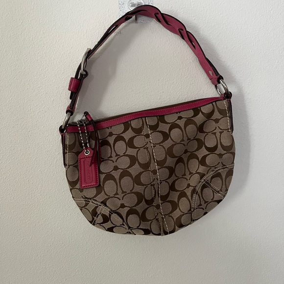 Y2k Coach Brown and Pink Shoulder Bag with Signature Design Like new - Picture 1 of 6